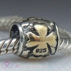 European Bead with Gold Plated Four Leaf Clover