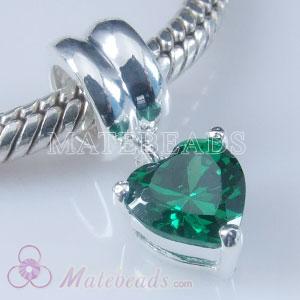 European style charm with green zircons