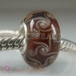Brown spiral swirl Lampwork glass beads