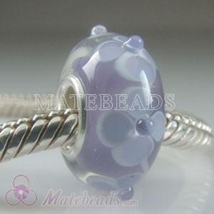 Purple flower Lampwork glass beads