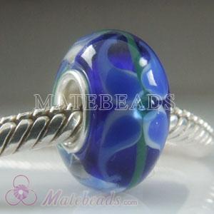 Blue flower Lampwork glass beads
