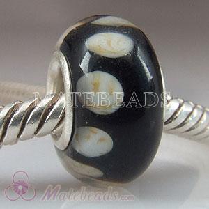 Black Lampwork glass pebbles beads