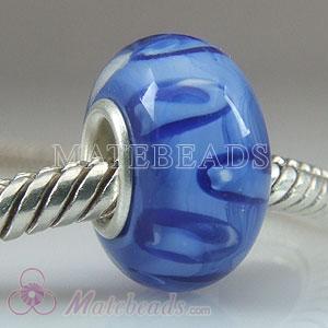 Lampwork glass blue elliptic dot beads