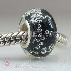 Black bubbles Lampwork glass beads