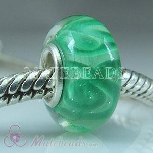 Lampwork Style green Glass Beads and Charms