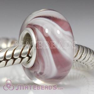 Brown and white striped Lampwork glass beads