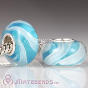 Blue and white striped Lampwork glass beads