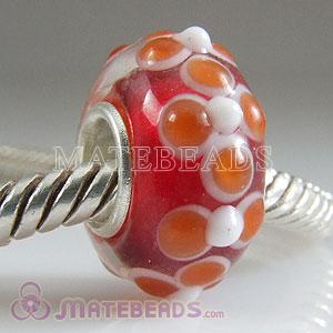 Rose dots flower Lampwork glass beads