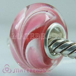 925 silver pink Swirl Lampwork glass beads