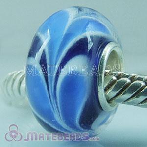 925 silver Blue Swirl Lampwork glass beads