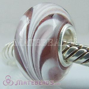 925 silver Brown Swirl Lampwork glass beads