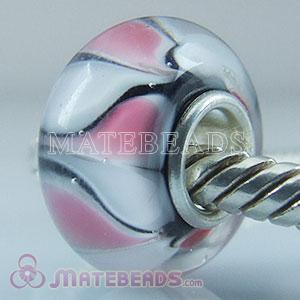 Pink and white petals Lampwork glass beads