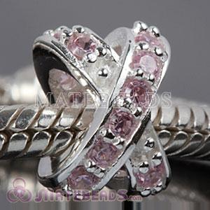 European Sterling X Together Bead with CZ Pink Stone