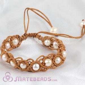 Fashion Hand Knitted Adjustable Bracelet with Freshwater Pearl