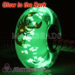 Lampwork Glass Painted Scorpion Fluorescent Bead fit European Largehole Jewelry Bracelets