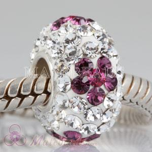 Austrian crystal European Lovecharmlinks beads with purple flower