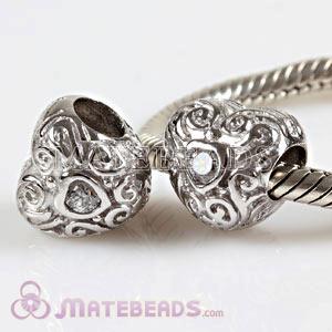 Wholesale sterling Largehole Jewelry love beads with stone