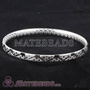 Sterling silver 5mm engraved pattern bangle bracelet