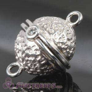 Dia 12mm Sterling Silver Magnetic Round Clasp with CZ Stone