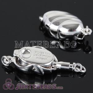 8X16mm Rhodium Plated Sterling Silver Pearl Fishhook Clasp