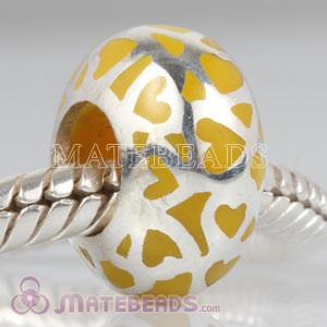 Enamel Yellow Love Sterling Silver Beads European Compatible