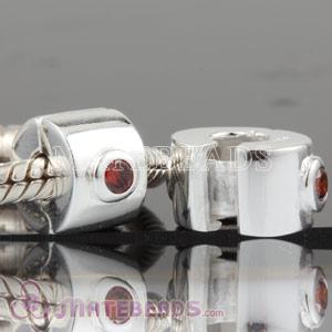 European Silver Clip beads with CZ Stone