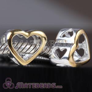 European Style gold plated heart charm beads