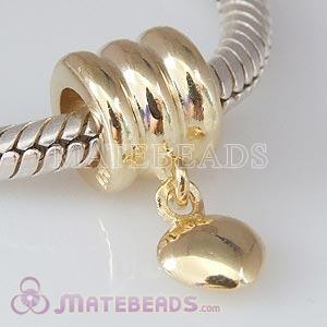 Gold plated European charms Dangle Heart