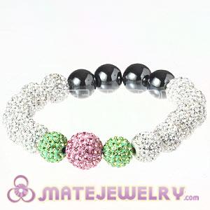 2012 New AKA Style Clear Pink And Green Czech Crystal Bracelet 
