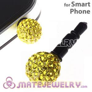 10mm Yellow Czech Crystal Ball Earphone Jack Plug For iPhone Wholesale 