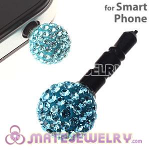 10mm Cyan Czech Crystal Ball Earphone Jack Plug For iPhone Wholesale 