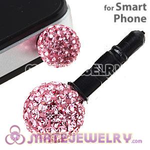 10mm Pink Czech Crystal Ball Earphone Jack Plug For iPhone Wholesale 