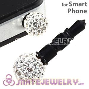 8mm White Czech Crystal Ball Earphone Jack Plug For iPhone Wholesale 