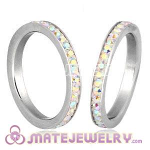 Wholesale Fashion Unisex Stainless Stackable Finger Ring With Crystal AB Austrian Crystal 