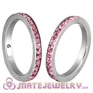 Wholesale Fashion Unisex Stainless Stackable Finger Ring With Light Rose Austrian Crystal 