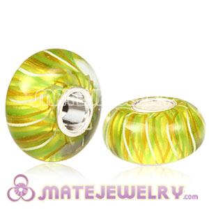 Top Class European Ribbon Glass Bead With 925 Silver Core