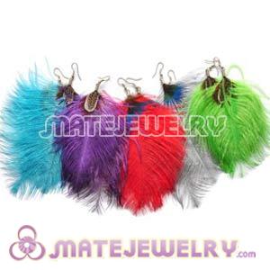 Wholesale 120 Pair Per Bag Multi Colored Long Colorful Ostrich Feather Earrings 