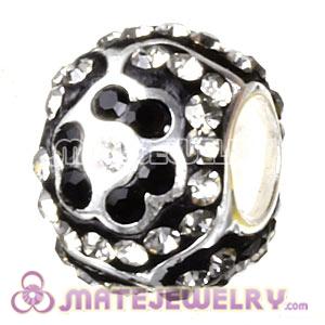 925 Sterling Silver Flower Beads With Austrian Crystal 