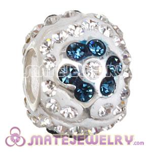 925 Sterling Silver Flower Beads With Austrian Crystal 