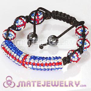 Handmade TresorBeads Bracelets With British Flag Pave Crystal Beads And Hematite