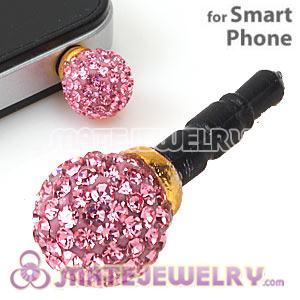 10mm Pink Czech Crystal Ball Plugy Headphone Jack Accessories
