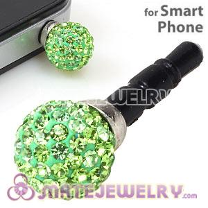 10mm Green Czech Crystal Ball Cute Plugy Earphone Jack Accessory