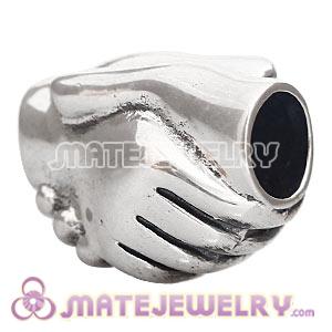 Wholesale European Sterling Silver Shaked Hands Charm Beads 