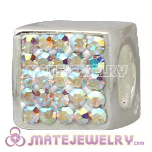 925 Sterling Silver Dice Charm Beads With Austrian Crystal 