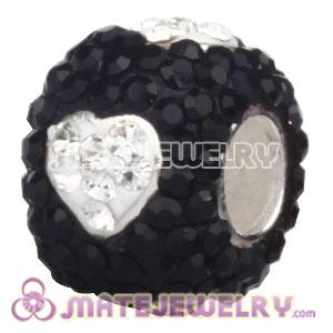 925 Sterling Silver Charm Beads With Heart Austrian Crystal 