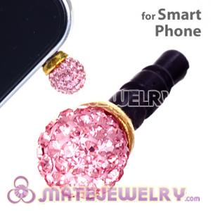 8mm Pink Czech Crystal Ball Cute Plugy Earphone Jack Accessory