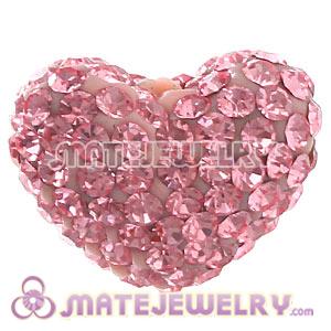 Pave Pink Austrian Crystal Heart Beads Earrings Component Findings 