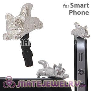 Silver Plated Alloy Cat Earphone Jack Plug fit iphone Wholesale
