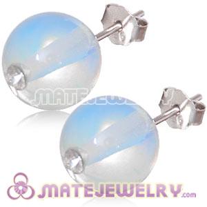 10mm Opal Sterling Silver Stud Earrings 
