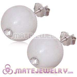10mm White Turquoise Sterling Silver Stud Earrings 